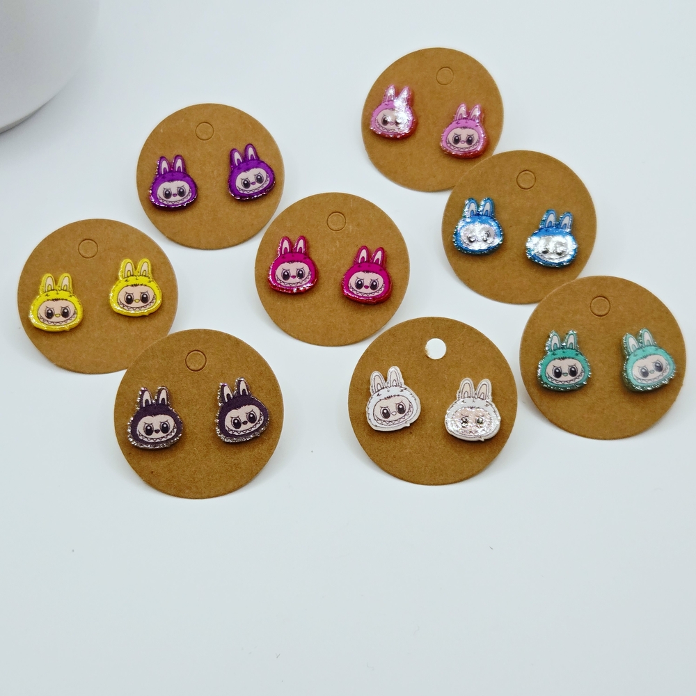 Cute Labubu Stud Earrings for Women & Kids - Multicolor